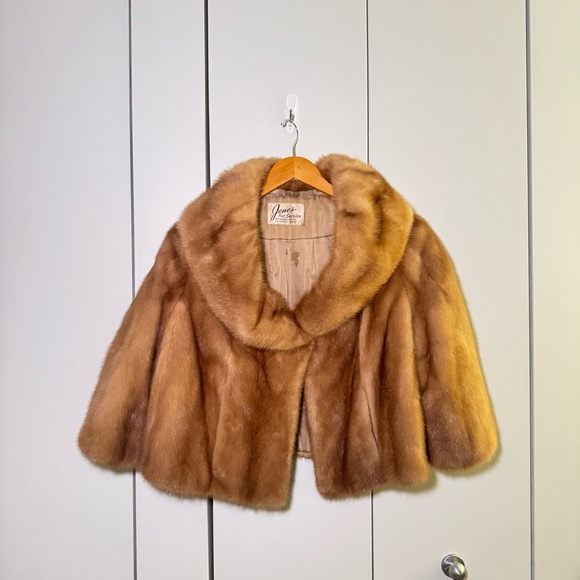 Vintage EMBA Natural Brown Mink Capelet Coat Size S-M